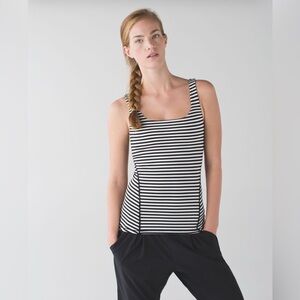 Lululemon Amala Tank -Narrow Bold Stripe Black Angel Wing Women's 4